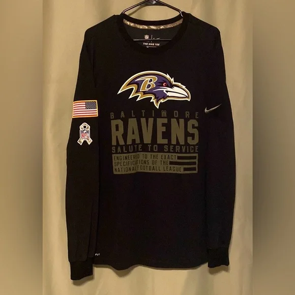 Baltimore Ravens Nike On Field Dri-Fit“Salute To Service” Long Sleeve T-Shirt Lg