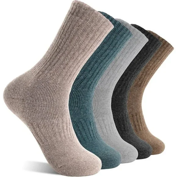 Women's Different 5 Pairs Merino Wool Hiking Warm Winter Cozy Comfy Boot Socks