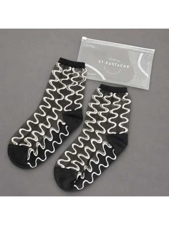 ATELIER ST. EUSTACHE Womens Size 39/41 (US 7/8.5) Casa da Musica Sheer Socks NEW