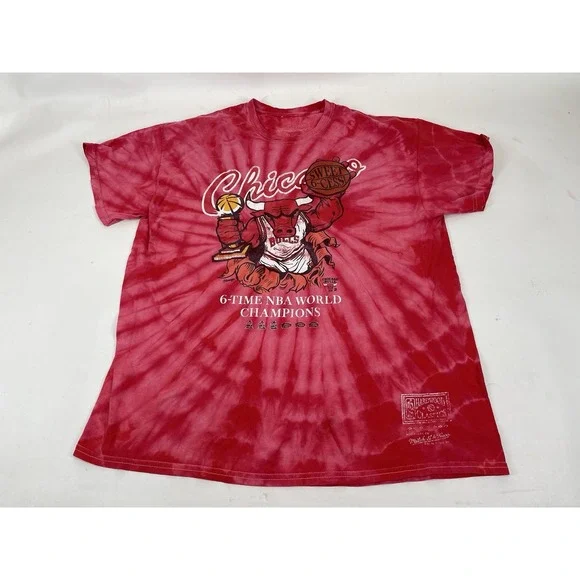Chicago Bulls 6-Time World Champions Tie Dye Shirt Mitchell & Ness Mens Size XL‎