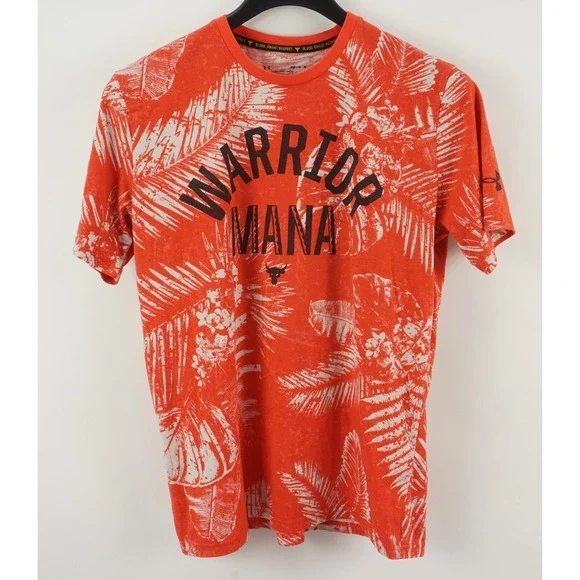 Under Armour Rock Project Warrior Mana Mens Medium Short Sleeve Red Floral Shirt