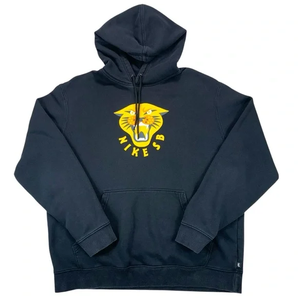 Nike‎ SB Panther Graphic Hoodie Men’s Large Black Skateboard Sweatshirt