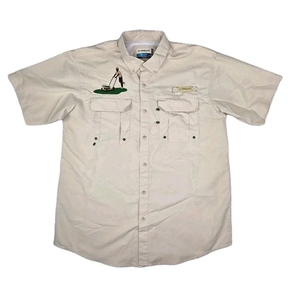 Magellan Men's‎ Laguna Madre Lawnmower Dad Short Sleeve Top Size M Beige
