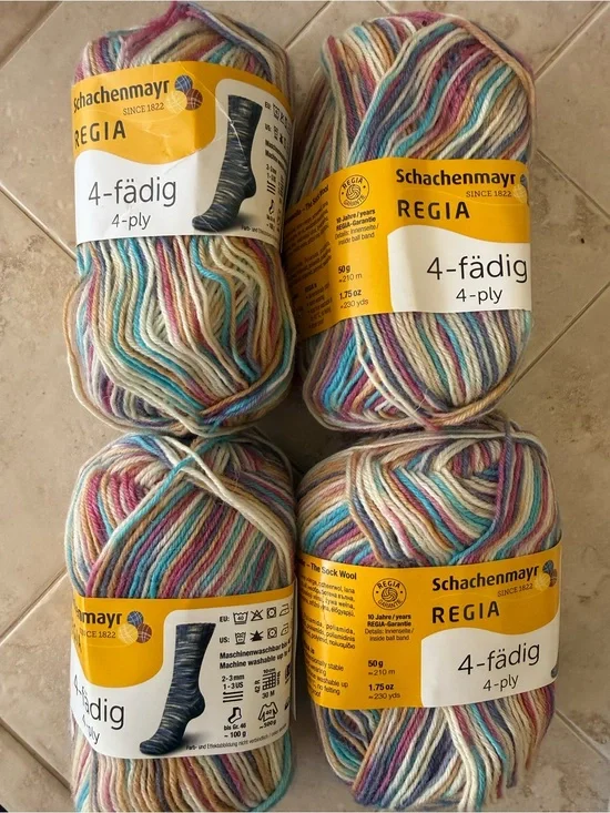 Schachenmayr Regia 4-fädig 4-ply Multicolor Sock Yarn 4 skeins