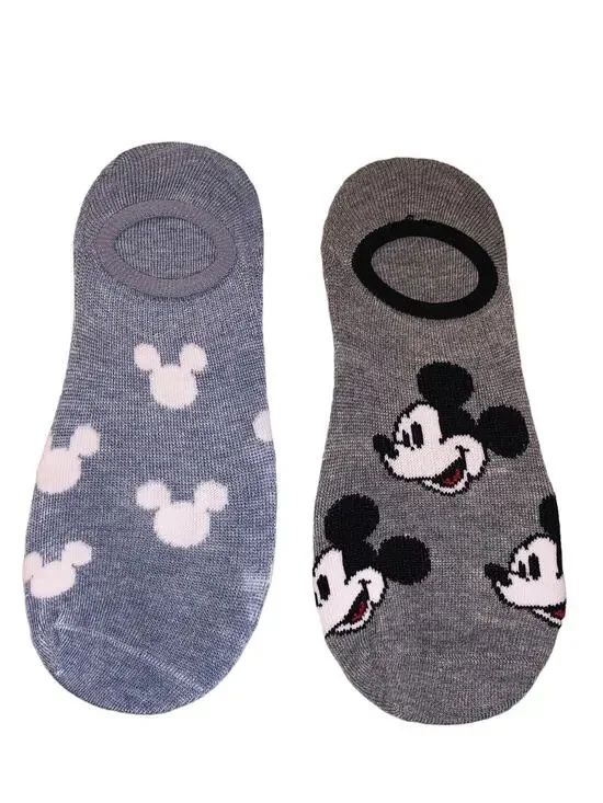 2 pair Mickey Mouse Themed No-Show Socks Mix or Match Shoe Size Adult 4-10