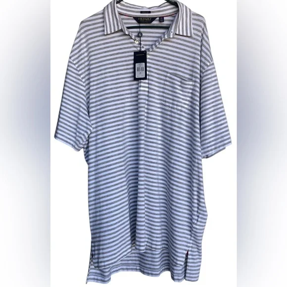 POLO GOLF RALPH LAUREN Classic Men's Gray/White Striped Shirt.Size XXL Cotton‎