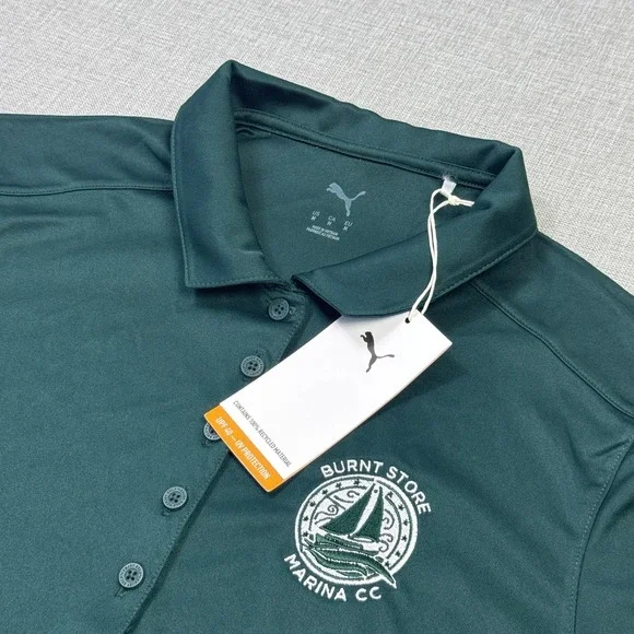 Puma Golf Polo Shirt Burnt Store Marina‎ Womens Medium Green Short Sleeve