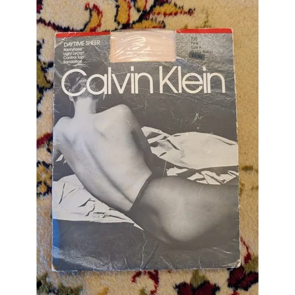 New Vintage Calvin Klein Size A Pink Daytime Shear Pantyhose Control Top Sandal