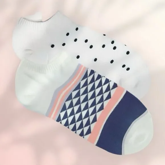 Women’s Two-Pack No-Show Socks - Geometric/Polka Dot NWOT