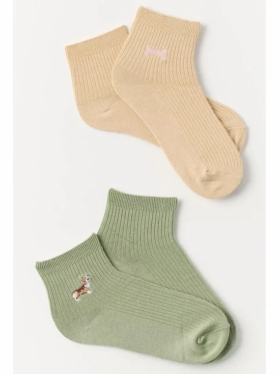 NEW Anthropologie 2-pack Trouser Icon Socks (corgi/ bone)