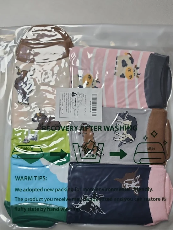 5 pack women's socks with cows.