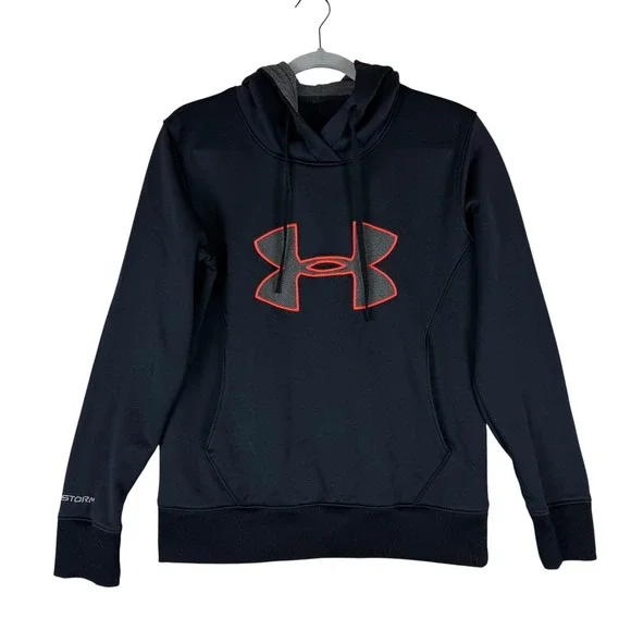 Under Armour Storm Hoodie Mens Medium Black Pullover Fleece‎ Logo Kangaroo