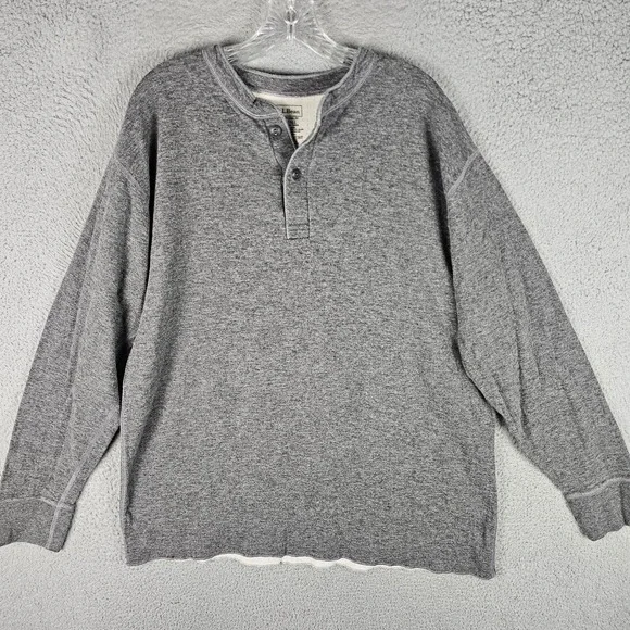 L.L. Bean Henley‎ Shirt Men's Tall XL River Driver Wool Blend Long Sleeve 166892