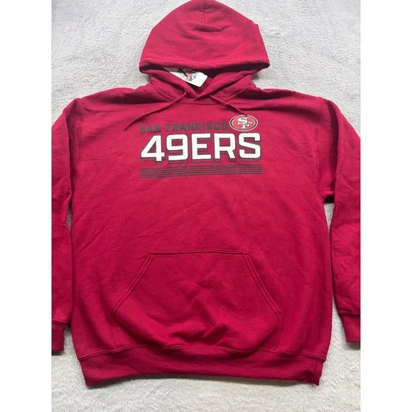 San Francisco 49ers NFL Mens Red Graphic Pullover Hoodie Sweatshirt‎ Large NEW