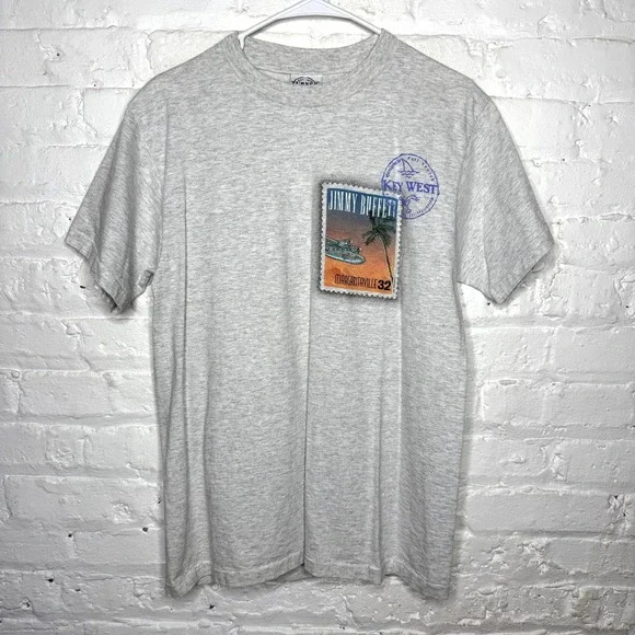 VTG Jimmy Buffett Margaritaville Key West‎ Parrot Shirt Size Medium Gray