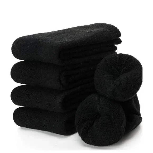 Black Merino Wool Blend Socks
