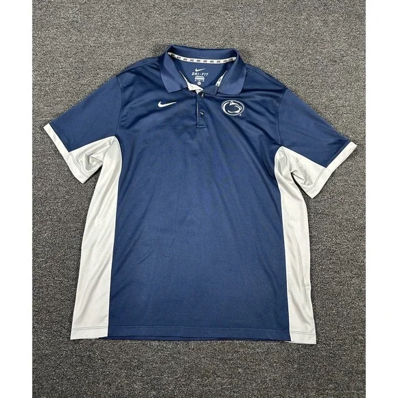 Nike Penn State Nittany Lions Polo Men's XL Navy Blue Dri Fit‎ Logo Golf
