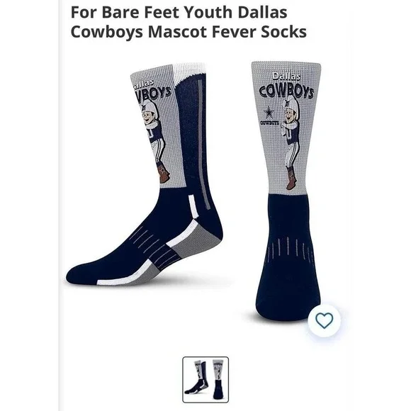 NWT For Bare Feet Youth Dallas Cowboys Mascot Fever Socks NFL Team‎ Apparel
