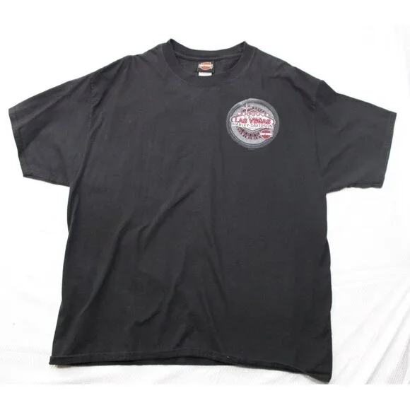Harley-Davidson Las Vegas X-Large Black T-Shirt‎ Cotton Short Sleeve Graphic Tee