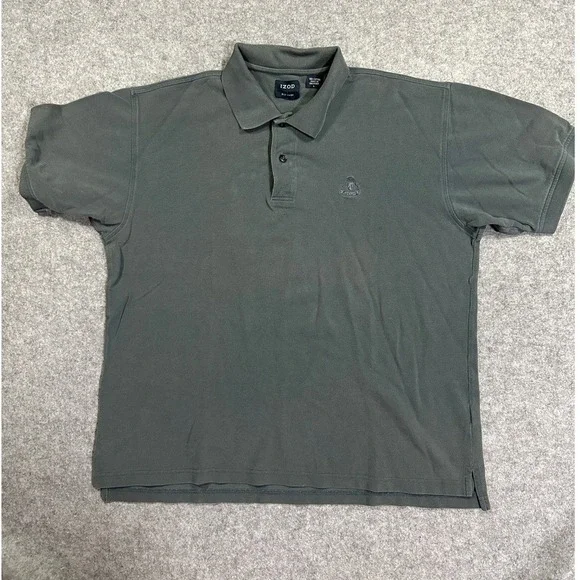 Izod Silk Wash Polo Shirt Men's Large Green 100% Cotton‎ Short Sleeve Pique
