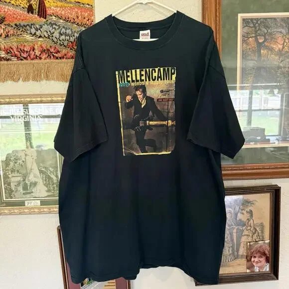 Vintage 2005 John Mellencamp Words And Music Black‎ Rock Tour Shirt Size 2XL