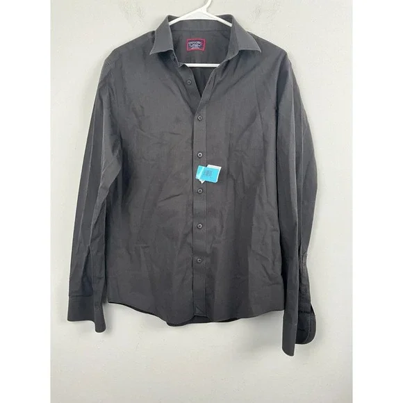 UNTUCKit Mens Black Stone Wrinkle-Free Slim Fit‎ Dress Shirt Size Medium
