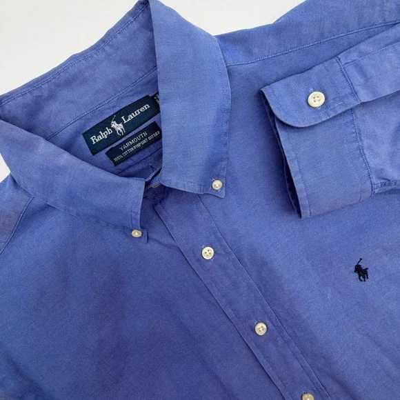 Ralph Lauren Yarmouth Mens 16-35 Blue Pinpoint‎ Oxford Button Down Shirt Cotton