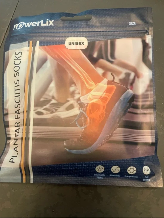 POWERLIX  Black Plantar fasciitis socks  Unisex onesize NEW
