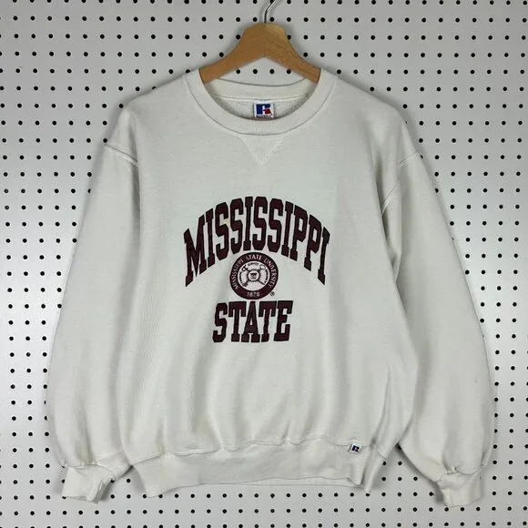 Mississippi‎ State Bulldogs Crewneck Medium 90s USA Made Russell READ Sweatshirt
