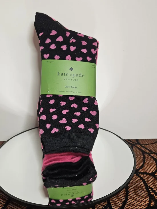 NWT Kate Spade 3 Pair Heart And Spade Crew Socks Size 4–10