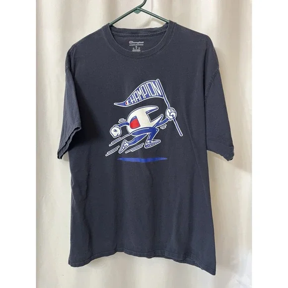 Champion Men's T-Shirt XL Navy Blue Sports Athletic Tee‎  (D9)