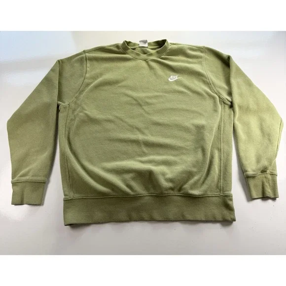 Y2K‎ Nike Crewneck Sweatshirt L Green Fleece Embroidered Swoosh casual Pullover