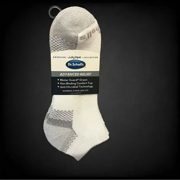 New with Tags Dr Scholls Womens Low Cut Socks Advanced Relief 2-Pair