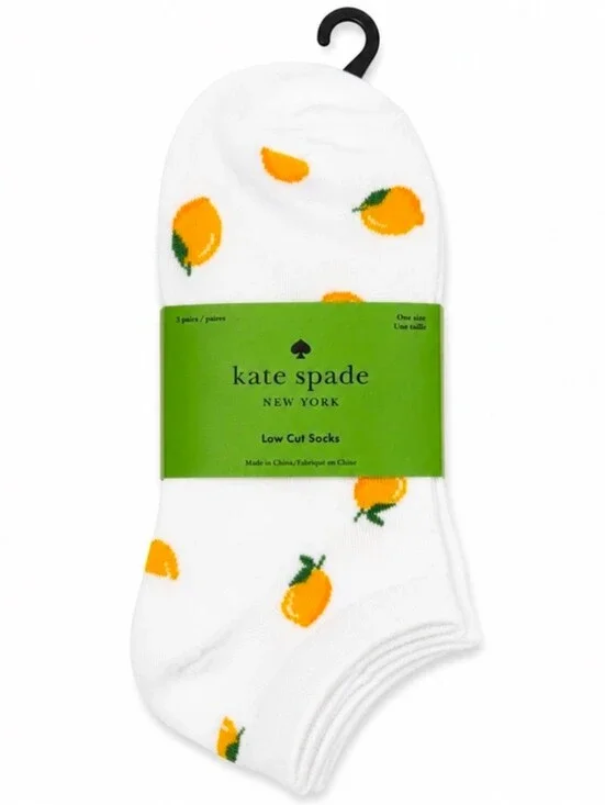 Kate Spade Low Cut Socks ~ 3 Pack ~ Lemons, Cream, Grey