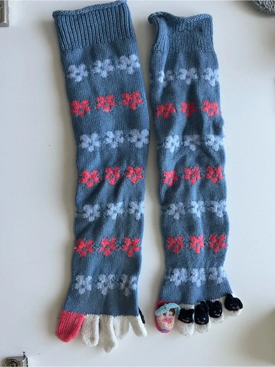 Blue Floral Toe Socks with Lil Bo Peep & Sheep