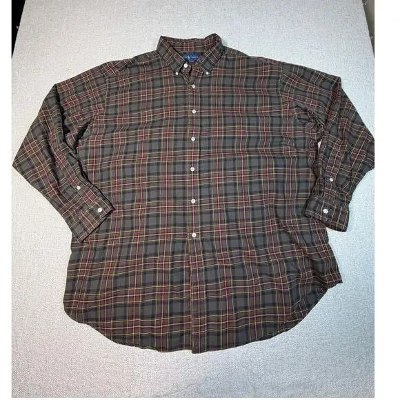 Ralph Lauren Men 2XL Brown Plaid Blake Long Sleeve Ivy League Casual Shirt
