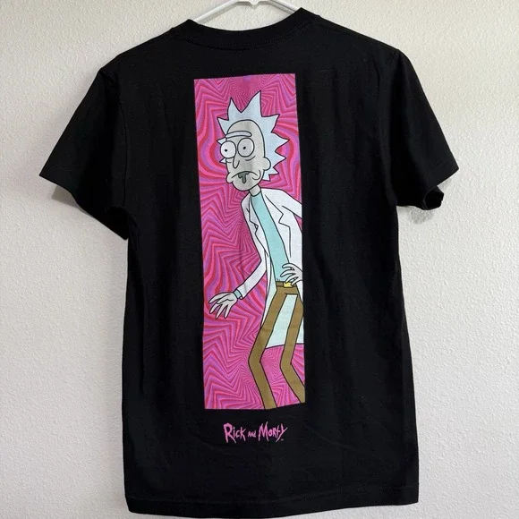 Primitive Rick & Morty T shirt Size Small Black‎ Neon Pink Graphic Tee