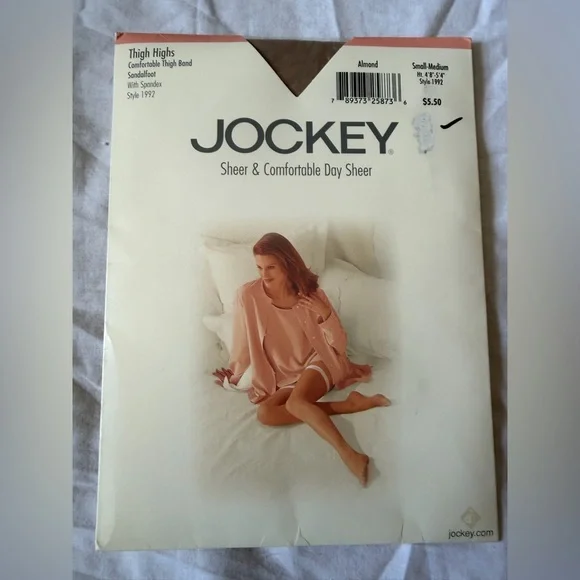 Jockey For Her Small/Medium Almond Thigh Highs Sandalfoot Nylons Pantyhose
