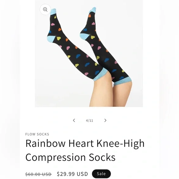 Rainbow Heart Knee-High Compression Socks- Flow New