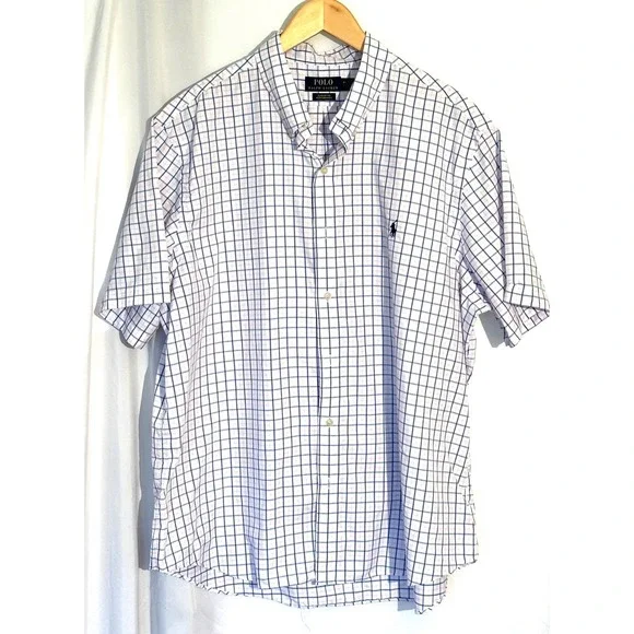 Polo Ralph Lauren Performance Shirt XXL Mens Blue Pink Plaid Short Sleeve‎ XXL