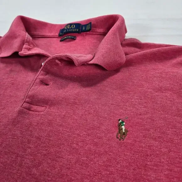 Polo Ralph Lauren Custom Slim Fit Short Sleeve Red Polo‎ Shirt Men's Size Large