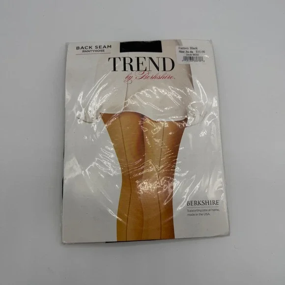 Trend by Berkshire Back Seam Pantyhose Fantasy Black Plus Size 3X-4X 8830