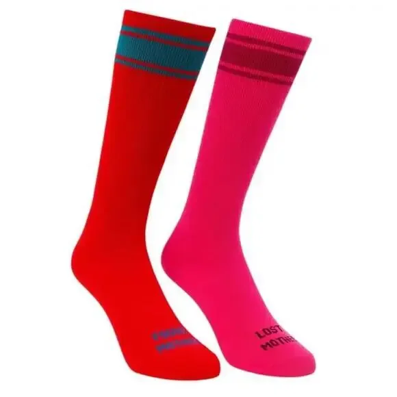 MOTHER Lost and Found The Rara Red Blue Pink Long Tube High Calf Socks OS