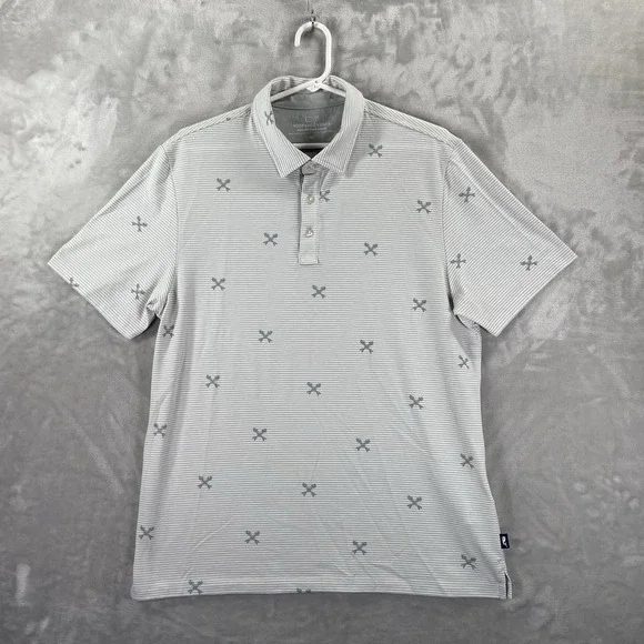 Vineyard Vines Shirt Mens Medium Polo Edgartown Fish Cross Bones AOP Striped