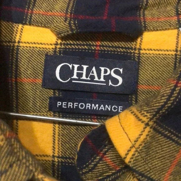 Chaps Yellow and Navy‎ Plaid Shirt