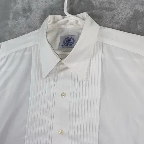 J. Press Dress Shirt Mens 15.5 / 33 Tuxedo Button Up French Cuffs White USA Made