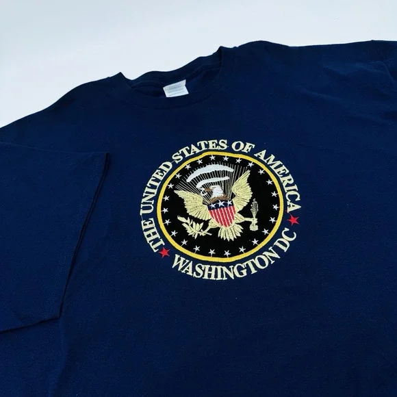 Washington DC United States of America‎ Eagle Graphic T-Shirt Navy Blue Mens 2XL