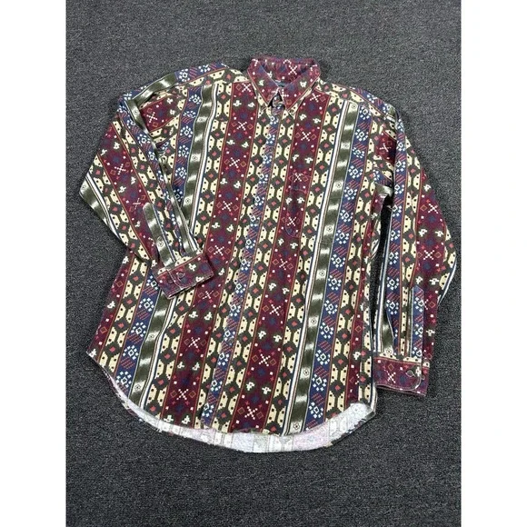 Vintage Woolrich Chamois Flannel Shirt Men's Medium Aztec Southwestern USA‎ Made