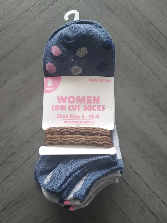 Women Low Cut Socks - Navy Blue Polka Dot (6-Pack)