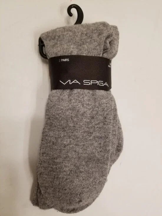 Via Spiga Trouser Socks 2 Pairs Gray Wool Cashmere Blend Ruffled Elegant Luxe NW